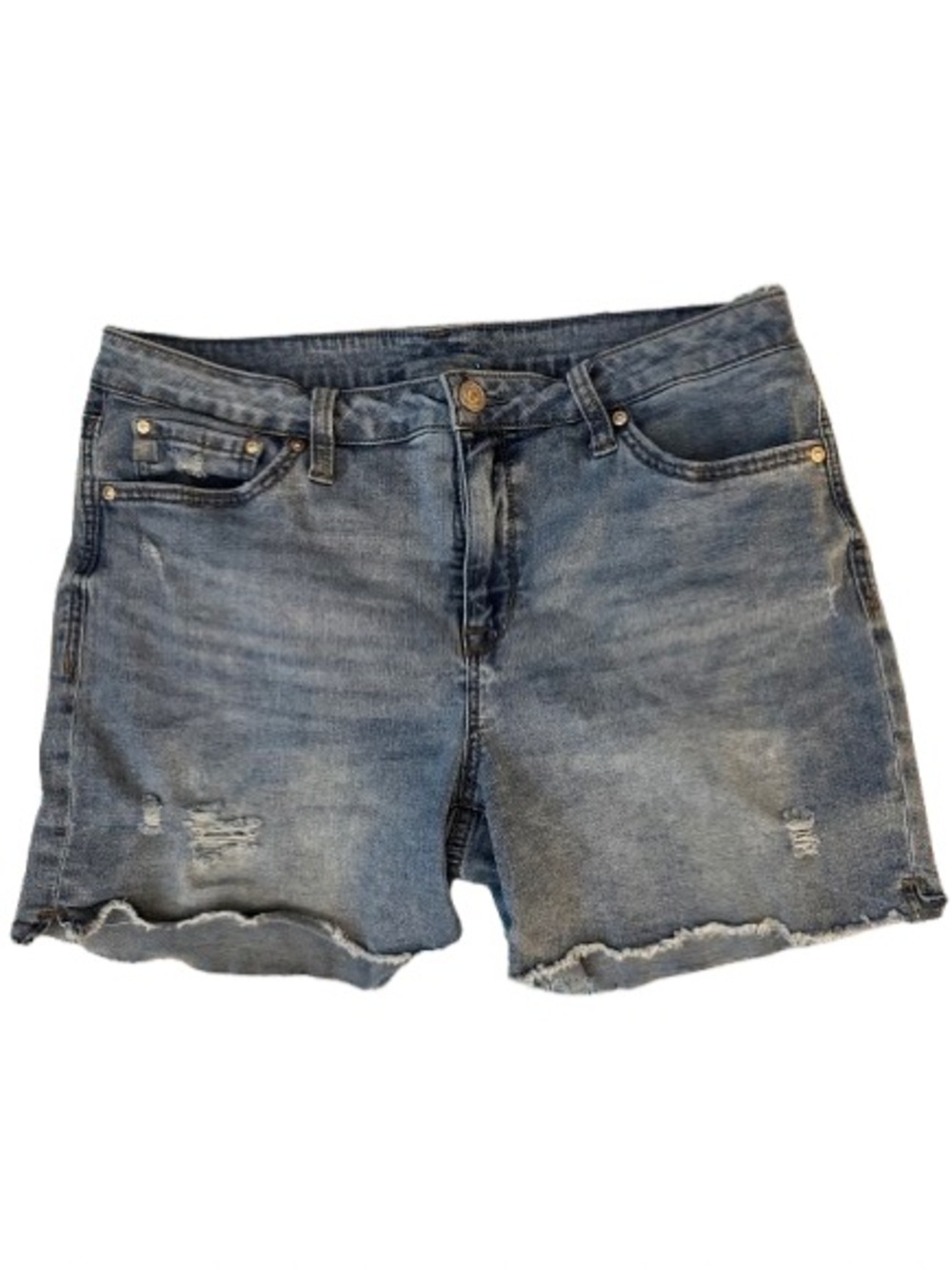 Seven7 Weekend Denim Shorts Tiana Wash Distressed Raw Hem Size 10